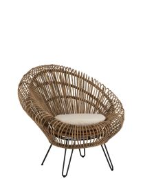Siège Lounge Vivi Avec Coussin Rotin/fer Naturel