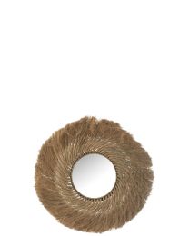 Miroir Rond Tressé Herbe Naturel S