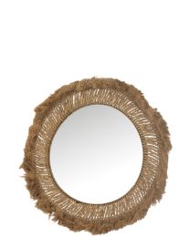 Miroir Rond Tressé Herbe Naturel L