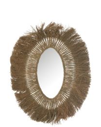 Miroir Ovale Tressé Herbe Naturel