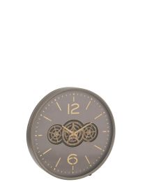Horloge Engrenage Mdf Gris/or Large