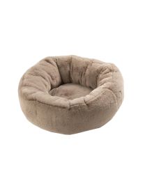 Panier Chat Rond Polyester Gris Clair