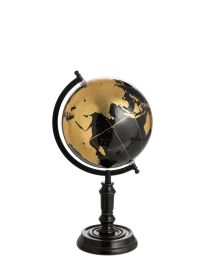 Globe Sur Pied Bois Noir/or Medium