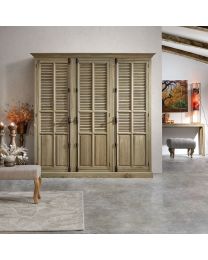 Armoire à Persiennes 3 Portes En Chêne Grisé
