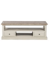 Table De Salon, 4 Tiroirs, Plateau En Placage Teck
